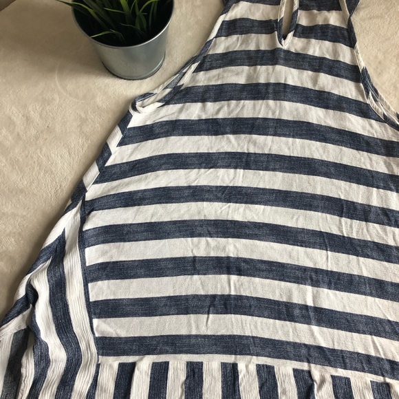 Monteau LA blue & white striped top S - Picture 2 of 4